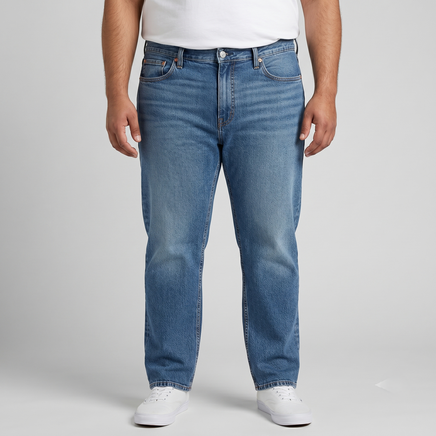 Glowing Medium Wash Classic Stretch Jeans PSM-10164