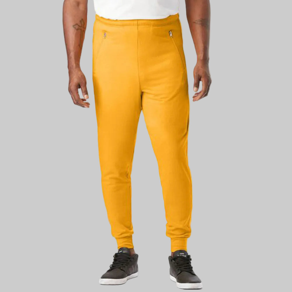 Gold big size lightweight Terry joggers with tapered legs