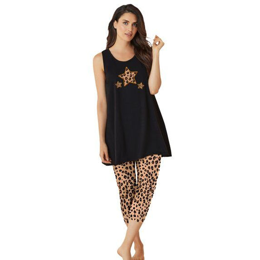 Women’s cotton scoopneck pajama set with sleeveless top and leggings