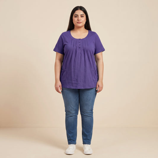 Grape Two Pocket Soft Knit Tunic | Plus Size - PSW-5687