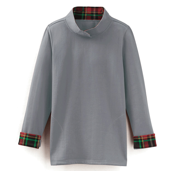 Gray Plaid Fleece Sweatshirt PSW-9095