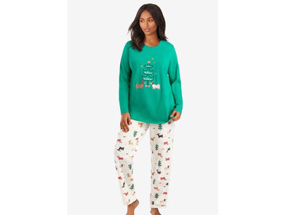 Green Ivory Long Sleeve Knit Pajama Set PSW-7250