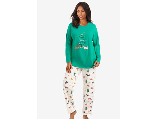 Green Ivory Long Sleeve Knit Pajama Set PSW-7250