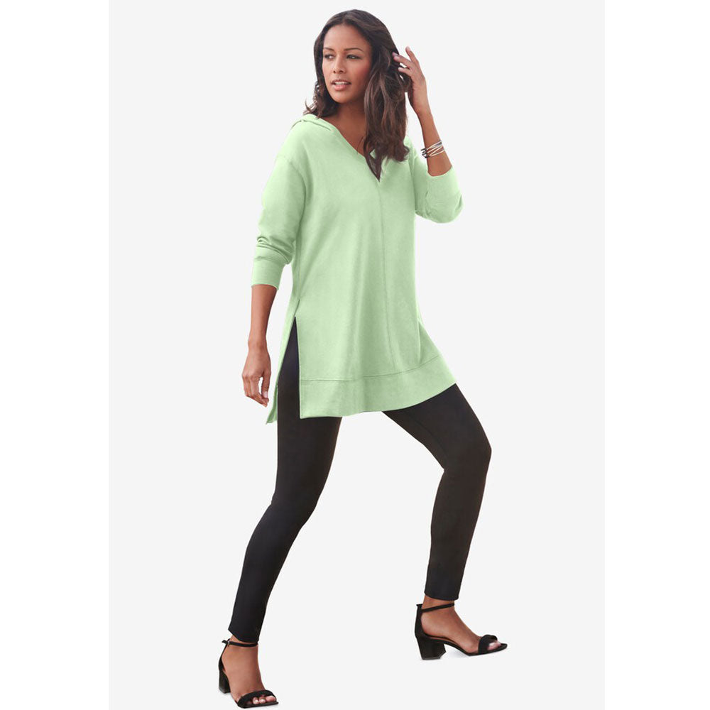 Green Mint Plus Size Women Tunic Hoodie PSW-8665