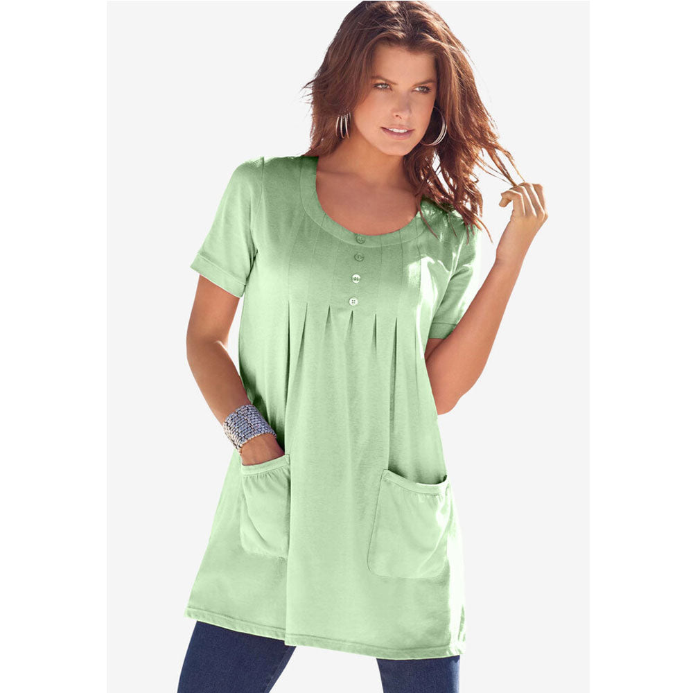 Green Mint Two Pocket Soft Knit Tunic PSW-8093