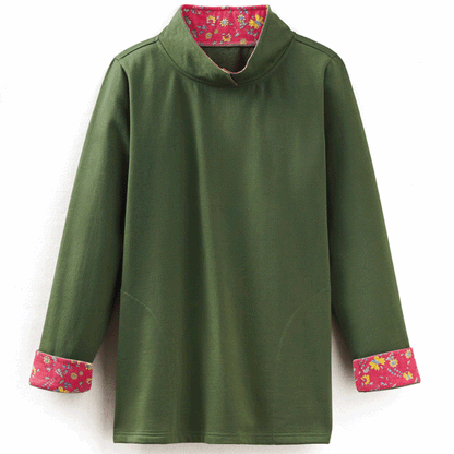 Green Print Fleece Sweatshirt PSW-9094