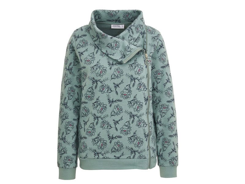 Green Printed Fleece Sweat Jacket PSW-7485