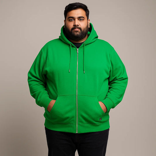 Green Big Size Zipper Hoodie PSM-4002