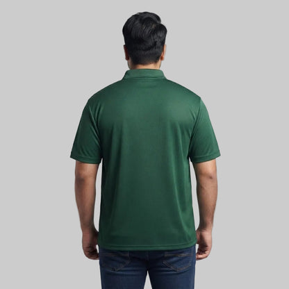 Green Polyester Mesh Big Size Polo Shirt with Classic Collar and Short Sleeves