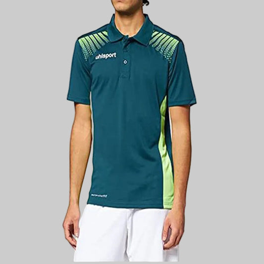 Green Polyester Short Sleeve Polo Shirt made from lightweight polyester fabric for casual everyday wear.