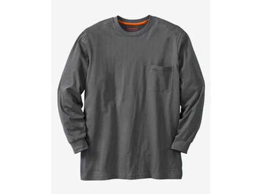 Grey Big & Tall Long Sleeve T-Shirt PSM-3926