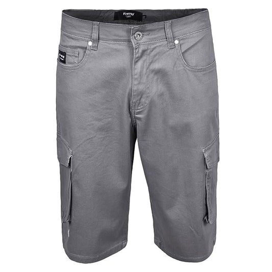 Grey Chino Cotton Zip Fly Cargo Shorts PSM-8877