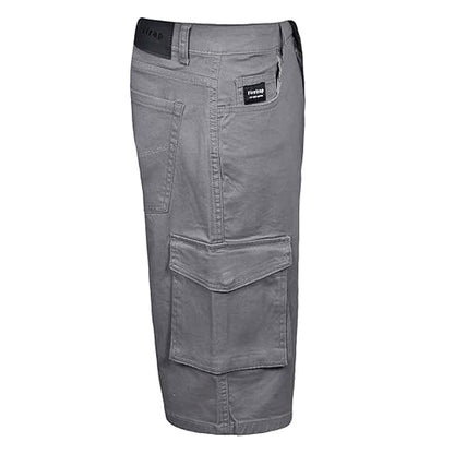 Grey Chino Cotton Zip Fly Cargo Shorts PSM-8877