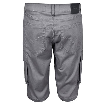 Grey Chino Cotton Zip Fly Cargo Shorts PSM-8877