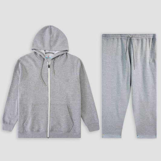 Grey Comfort Plus-Size Cotton Fleece Tracksuit PSM-8705