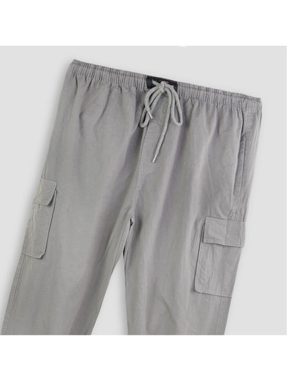 Grey Plus-Size Cargo Cotton Joggers PSM-8810