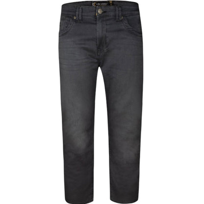 Charcoal grey regular fit straight leg stretch jeans – cotton blend.