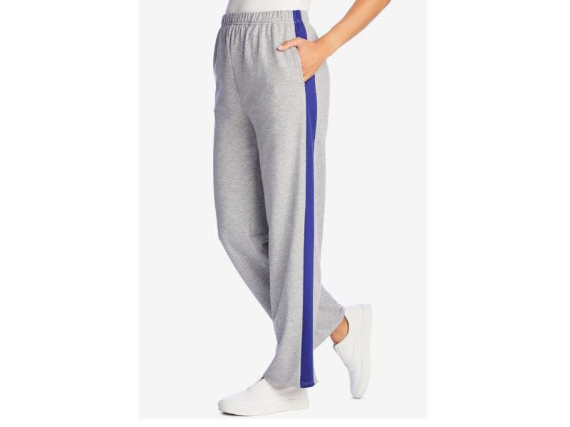 Heather Grey Side Stripe Cotton French Terry Straight Leg Pant PSW-4777