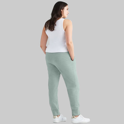 Grey Spruce French Terry Sweatpants with elastic waistband, drawstring, and ribbed cuffs — ankle-length plus size joggers for everyday wear.