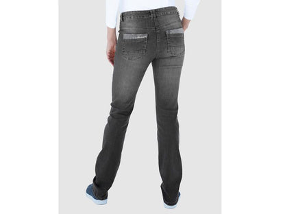 Grey Plus Size Women Straight Leg Jeans PSW-4674