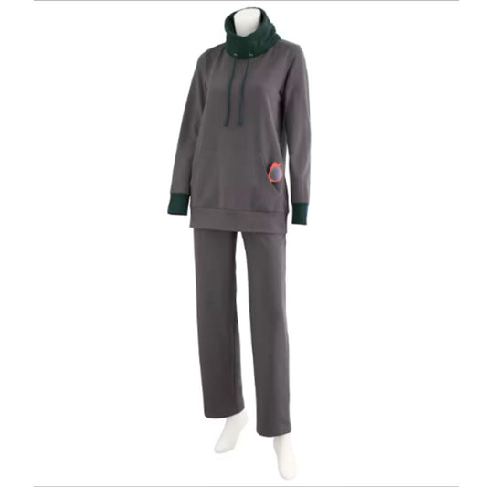 Grey Teal Fleece Cowl Neck Lounging Set PSW-8727