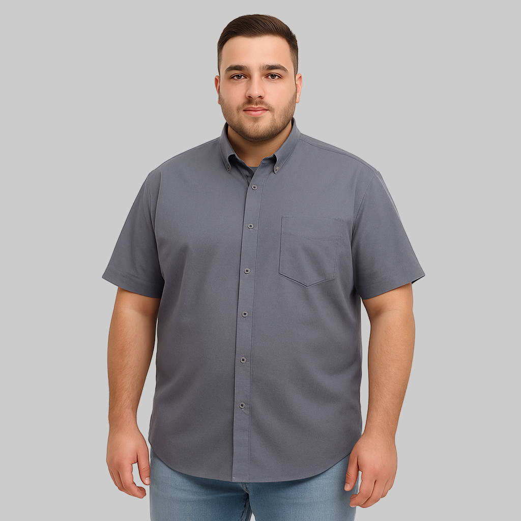 Grey Pinpoint B Grade Short Sleeve Shirt PSM-10148B