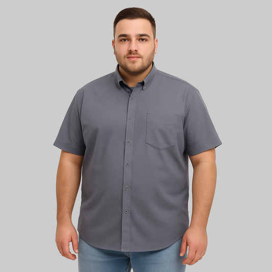 Grey Pinpoint B Grade Short Sleeve Shirt PSM-10148B