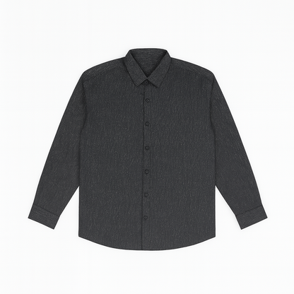 Grey Textured Plus Size Smart Casual Shirt  PSM-9872