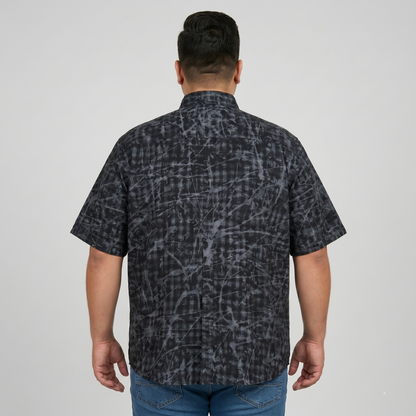 Grey & Black Gingham Half Sleeve Casual Shirt PSM-11186