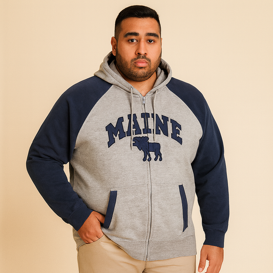 Grey Blue Big Size Hoodie For Men PSM-2034