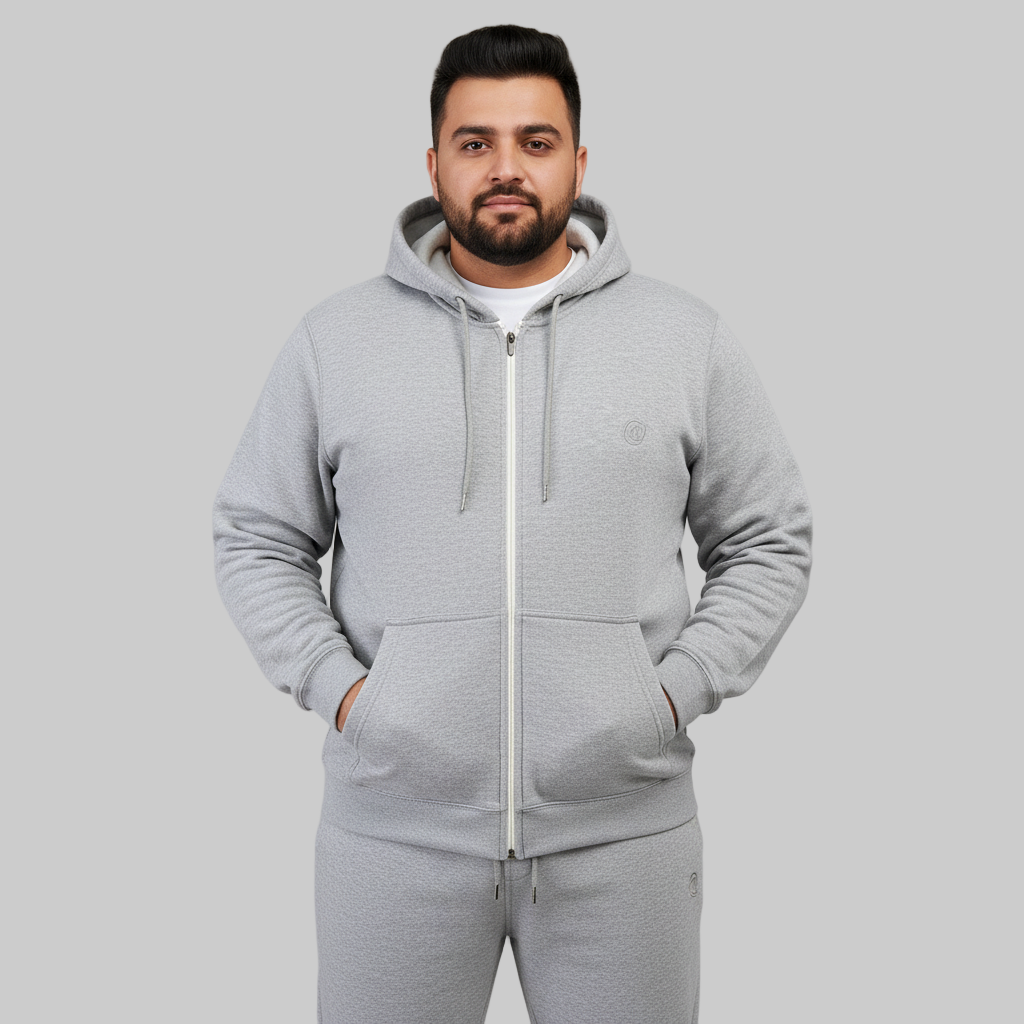 Grey Comfort Plus Size Cotton Fleece Tracksuit PSM-8705