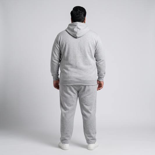 Grey Comfort Plus Size Cotton Fleece Tracksuit PSM-8705