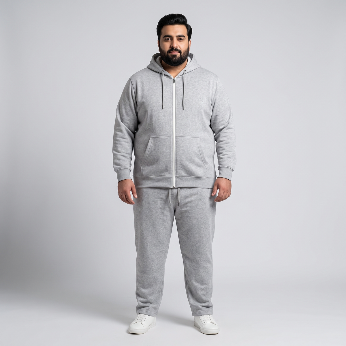 Grey Comfort Plus Size Cotton Fleece Tracksuit PSM-8705