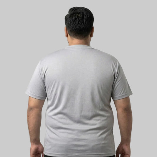Grey Polyester Big Size Short Sleeve T-Shirt for men made from breathable polyester fabric with a comfortable big & tall fit.