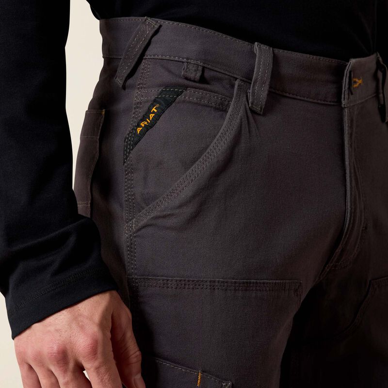 Grey Stackable Straight Leg Work Pant — DuraStretch fabric, utility pocket, articulated knees, heavy-duty hardware.
