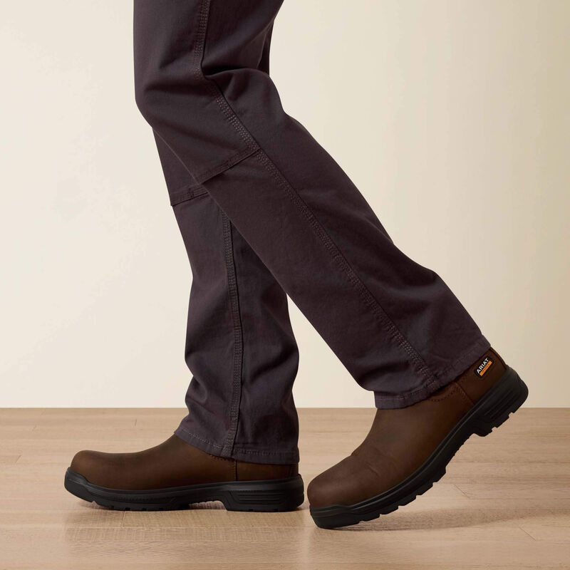 Grey Stackable Straight Leg Work Pant — DuraStretch fabric, utility pocket, articulated knees, heavy-duty hardware.