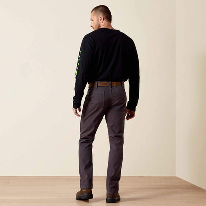Grey Stackable Straight Leg Work Pant — DuraStretch fabric, utility pocket, articulated knees, heavy-duty hardware.