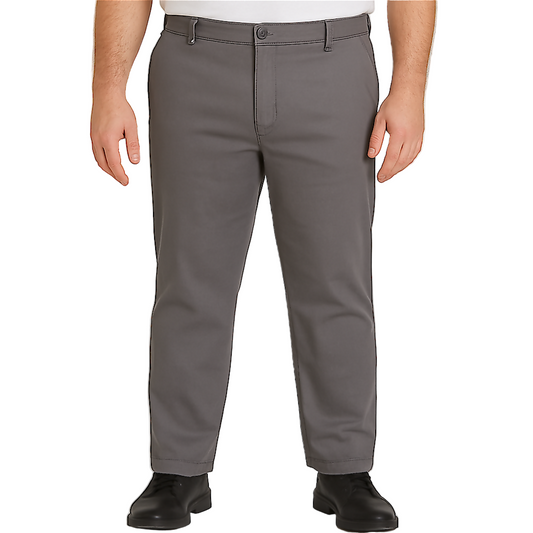 Grey Stretch Chino Pant styled for smart casual look
