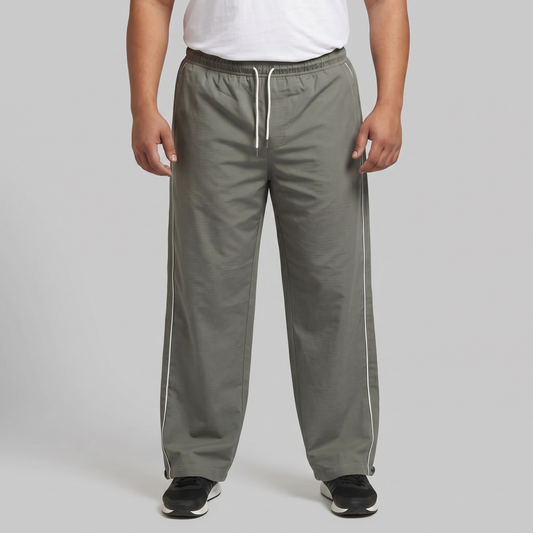 Grey Twill Cotton Ripstop Drawstring Trousers PSM-10976