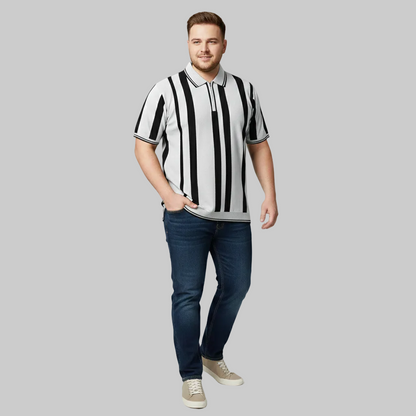 Grey Vertical Stripe Polo T-Shirt PSM-10640