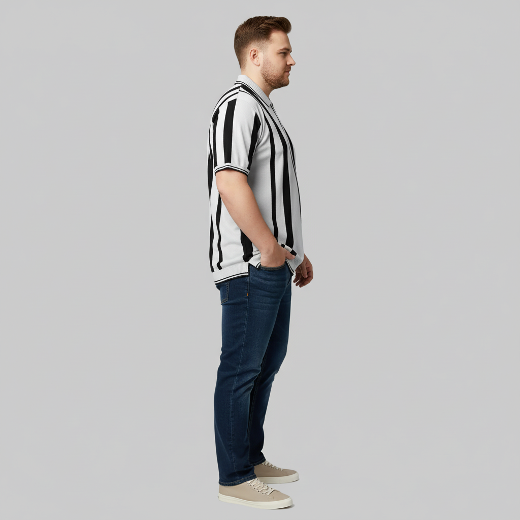 Grey Vertical Stripe Polo T-Shirt PSM-10640
