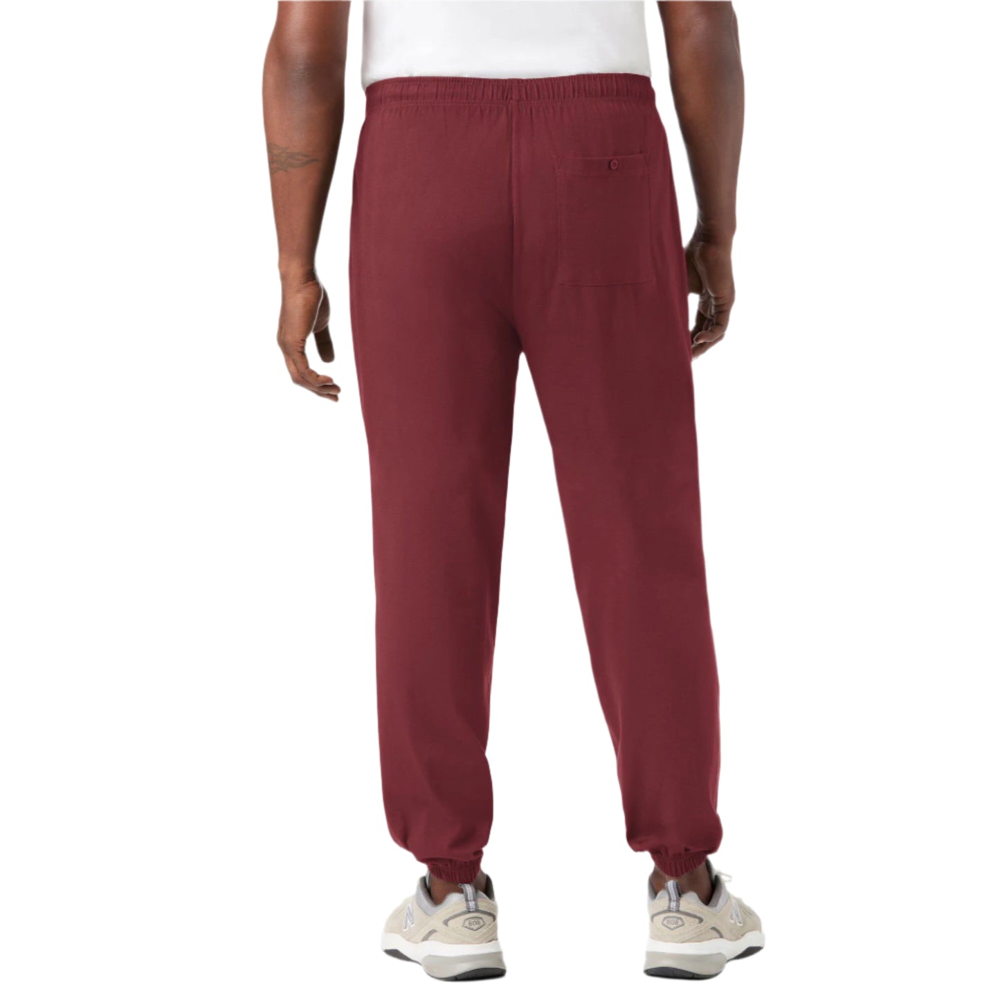 Heather deep burgundy plus size elastic cuff trouser with drawcord waist and pockets
