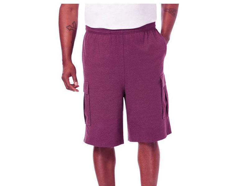 Heather Deep Purple Fleece Big Size Cargo Shorts PSM-5577