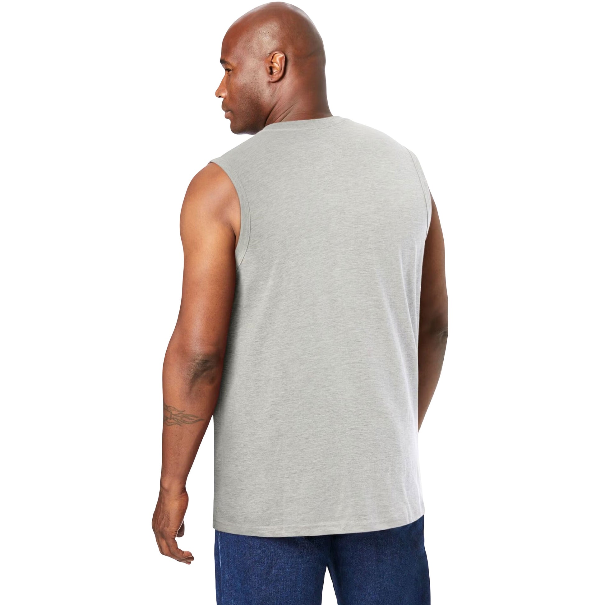 Heather Grey Big & Tall Muscle T-Shirt – Sleeveless Cotton Blend