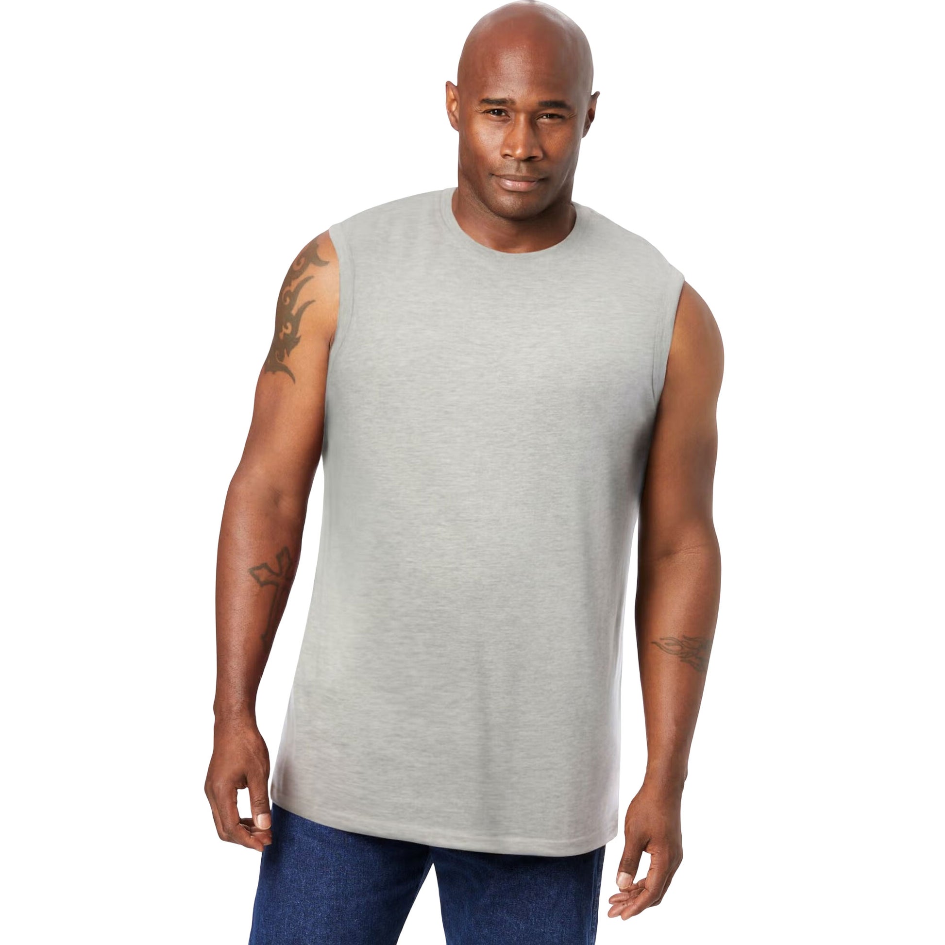 Heather Grey Big & Tall Muscle T-Shirt – Sleeveless Cotton Blend
