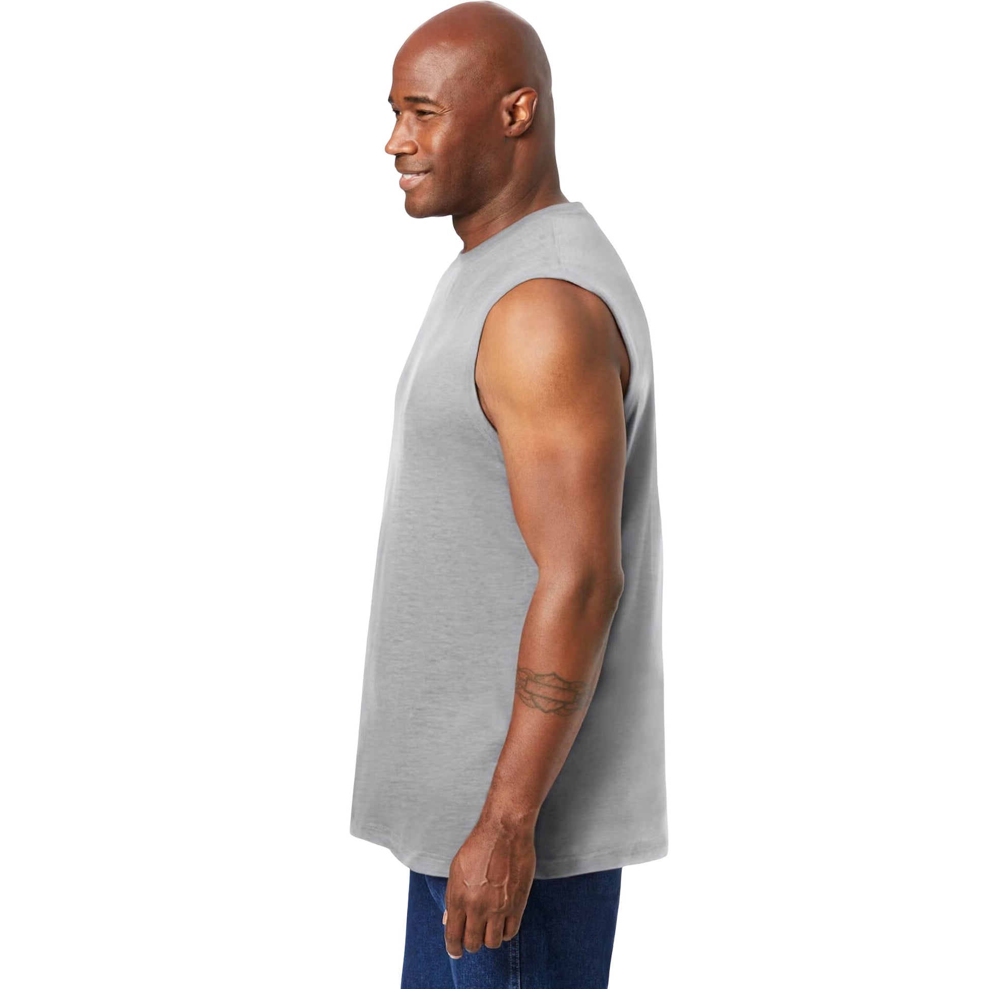 Heather Grey Big & Tall Muscle T-Shirt – Sleeveless Cotton Blend
