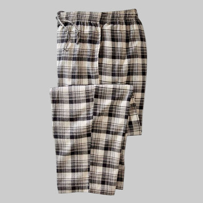 Heather Grey Flannel Plaid Pajama Pants – Brushed Cotton Big & Tall Sizes

