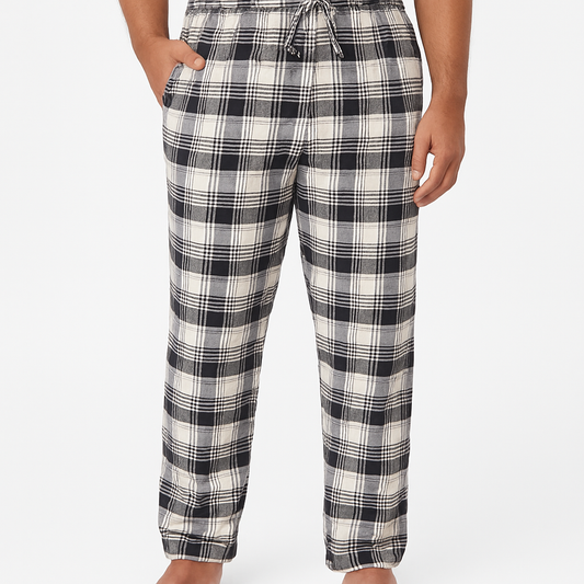 Heather Grey Flannel Plaid Pajama Pants – Brushed Cotton Big & Tall Sizes