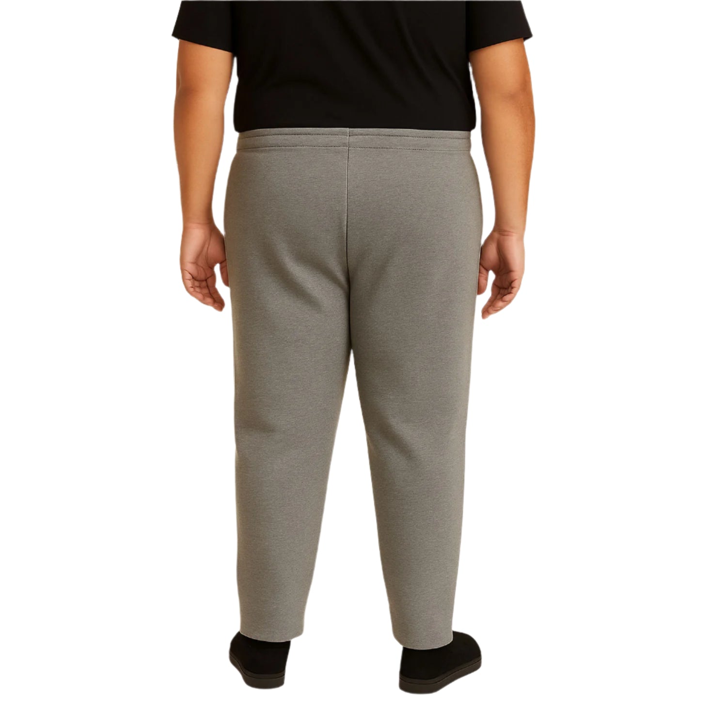 Heather grey fleece open bottom trouser for plus size men with relaxed fit and drawstring waist