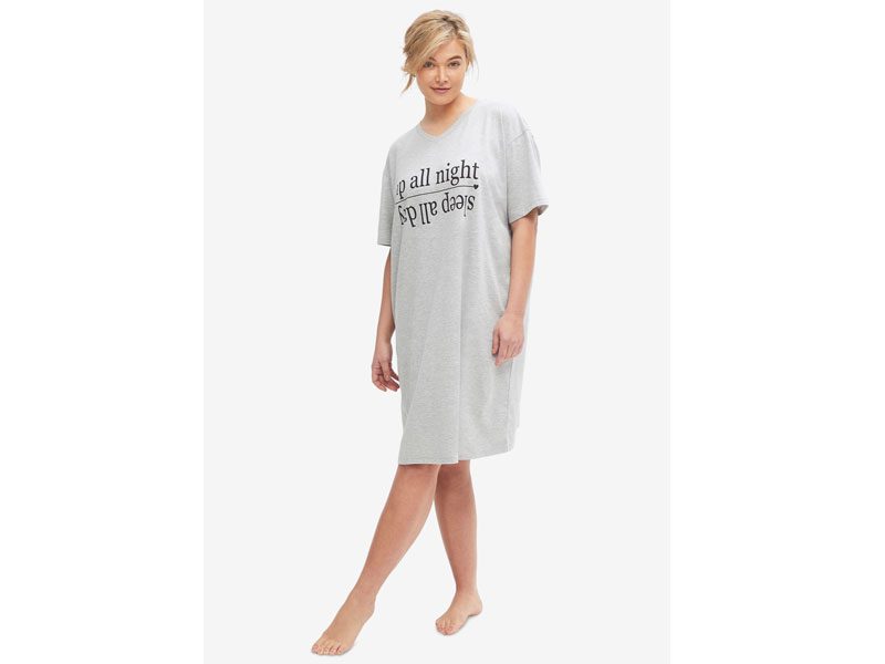 Heather Grey Graphic V-Neck Sleep Shirt PSW-7227